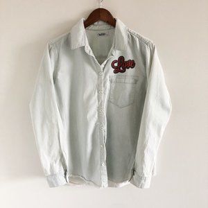 RARE Lauren moshi light blue button up with embellishments!